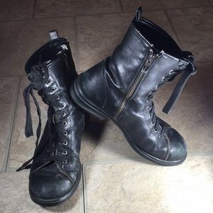 BCBG Generation Black Leather Zipper Boots